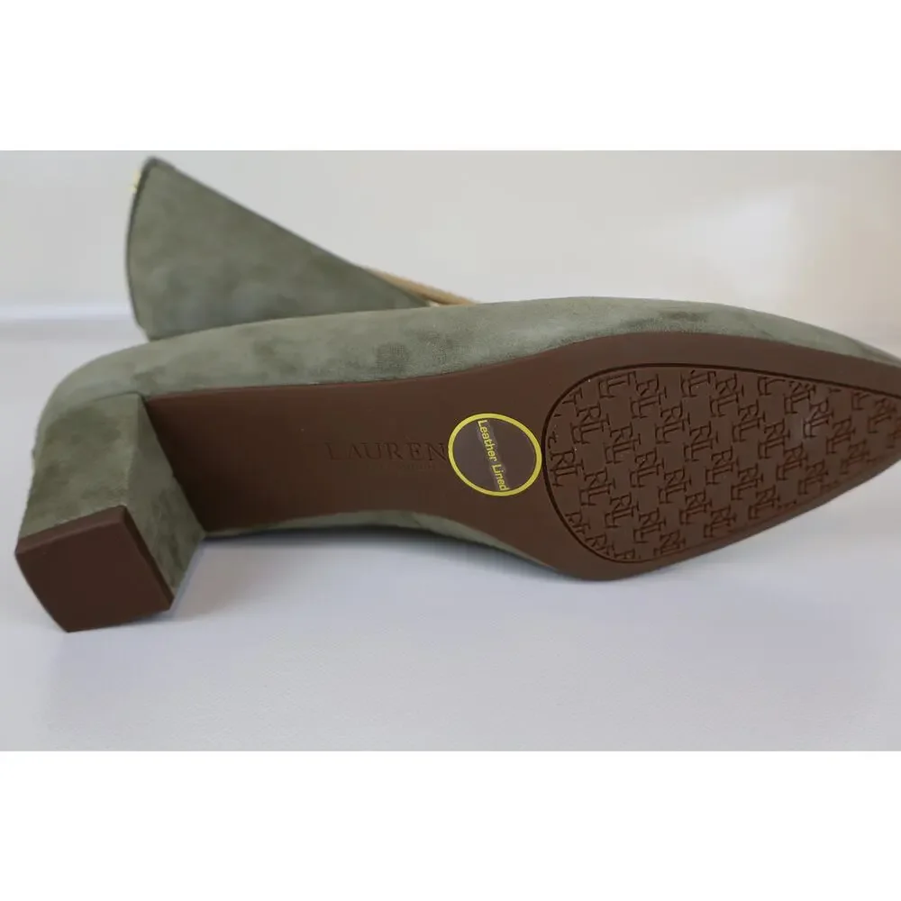 NEW Lauren Ralph Lauren Whitney Pump Heels Women's Olive Green Suede Size 8.5B